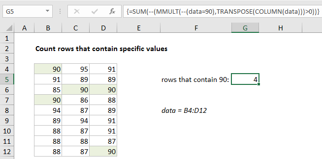 Count rows that contain specific values in Excel