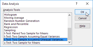 select-t-test-two-sample-assuming-unequal-variances How to perform a t-Test in Excel