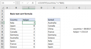 Basic text sort formula in Excel July 21, 2026 - Excel Office