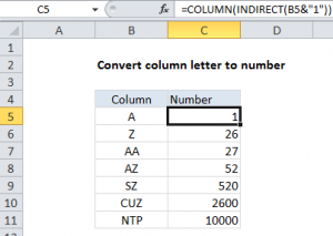 Convert column letter to number in Excel July 19, 2025 - Excel Office