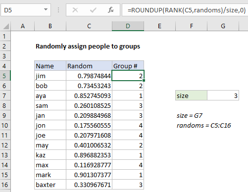 How to randomly assign people to groups in Excel