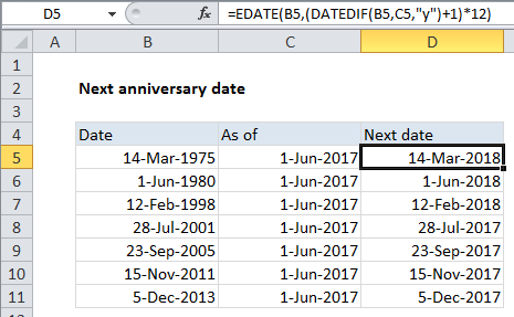 Next-anniversary-date How to calculate next anniversary date or birthday in Excel