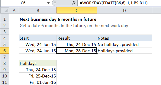 How to calculate future date say 6 months ahead in Excel