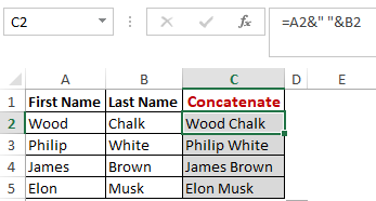 Alternate Excel Concatenate Function Worked Example