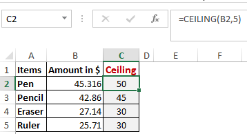 Excel Ceiling function Worked Example
