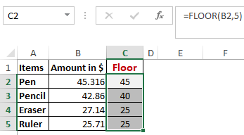 Excel Floor Function Worked Example
