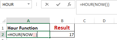 Excel Hour Function Worked Example