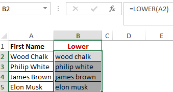 Excel Lower Function Worked Example
