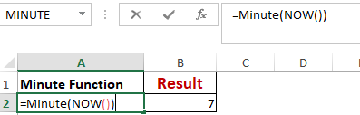 Excel Minute Function Worked Example