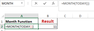 Excel Month Function Worked Example