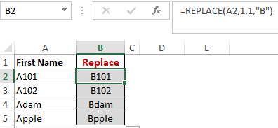 Excel Replace Function Worked Example