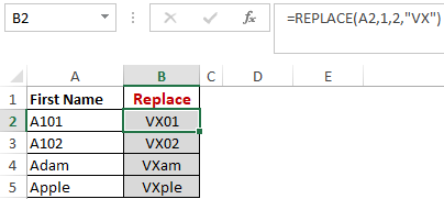 Excel Replace Two Characters Function Worked Example