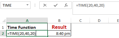 Excel Time Function Worked Example