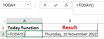 Excel Today Function Worked Example