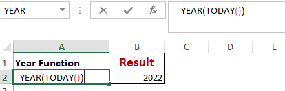 Excel Year Function Worked Example